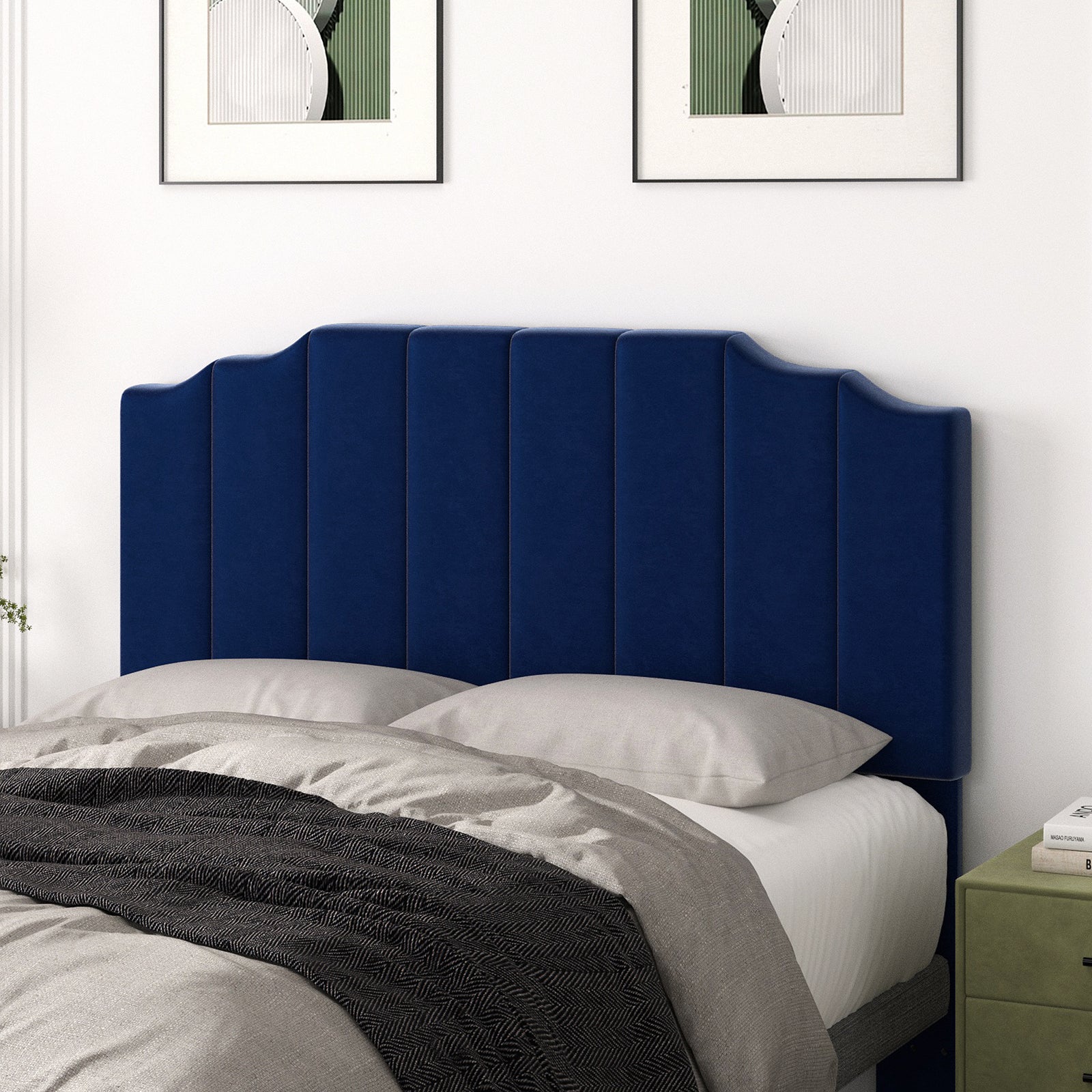 King Size Headboard Only, Velvet Wall Mounted Headboard King for Adjustable Bed Modern Upholstered Head Board Easy Assembly