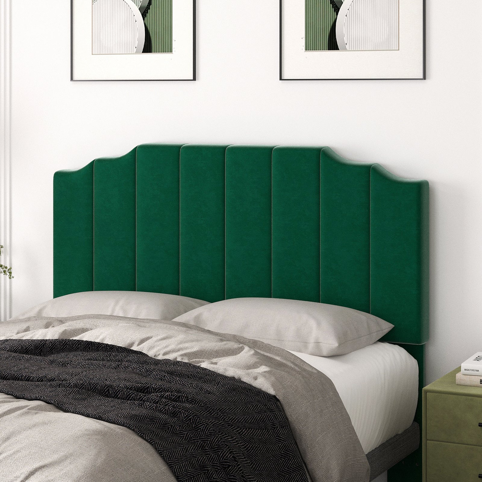 King Size Headboard Only, Velvet Wall Mounted Headboard King for Adjustable Bed Modern Upholstered Head Board Easy Assembly