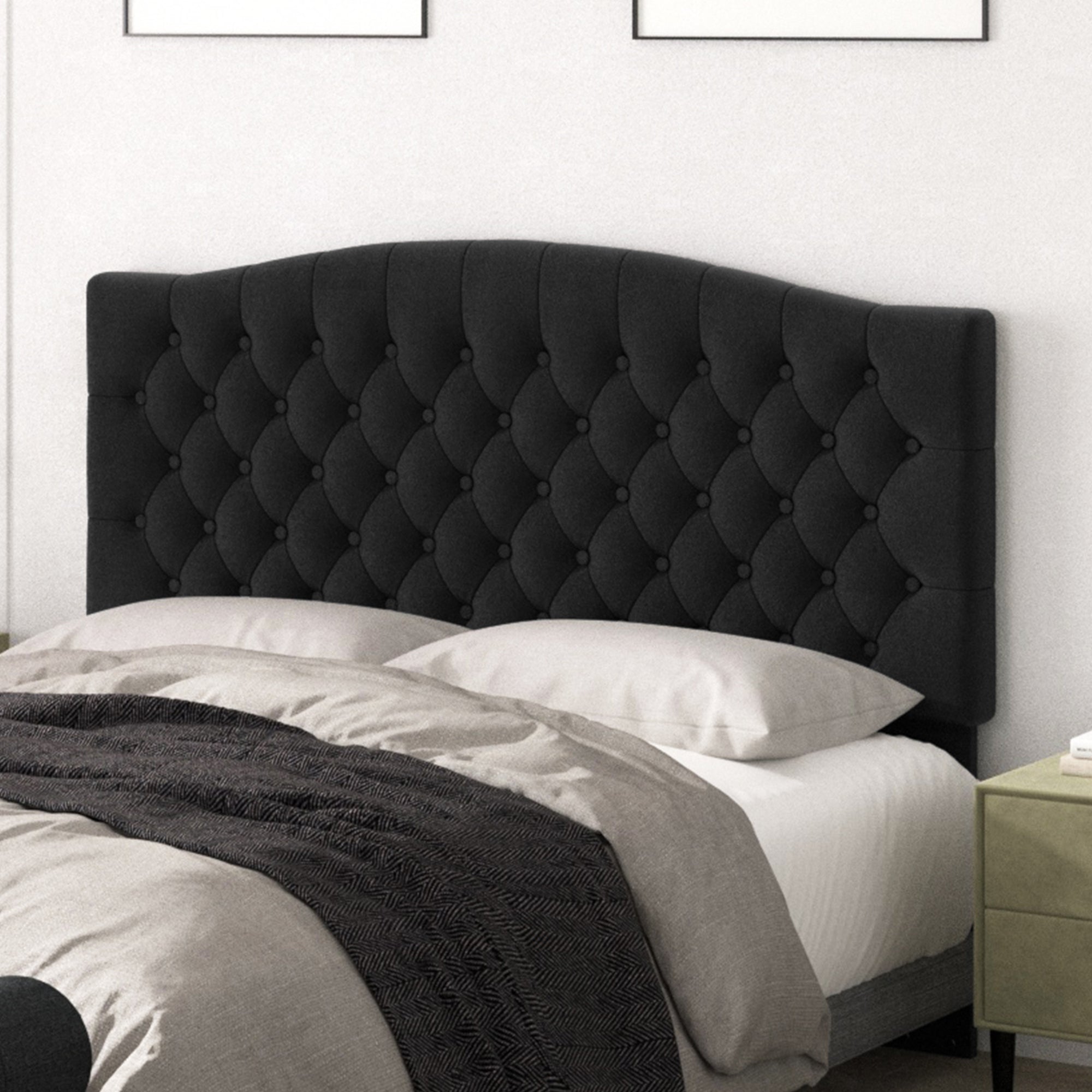 Befurtori King Headboard Only, Upholstered Headboard King Size for Adjustable Bed Linen Tufted Wall Mounted Head Board with Solid Wood Legs