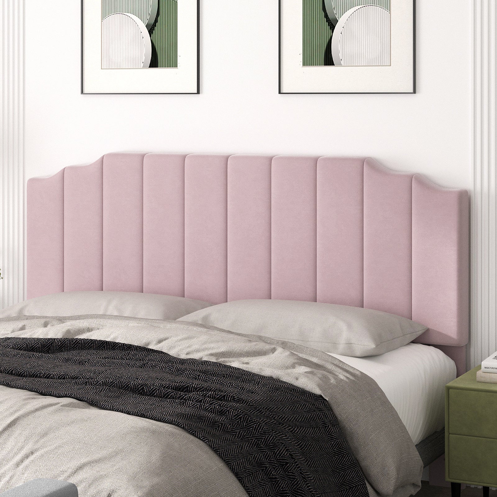 King Size Headboard Only, Velvet Wall Mounted Headboard King for Adjustable Bed Modern Upholstered Head Board Easy Assembly