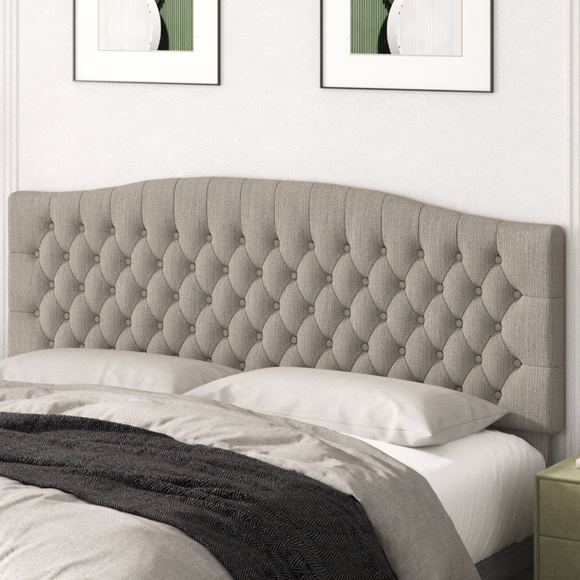 Befurtori King Headboard Only, Upholstered Headboard King Size for Adjustable Bed Linen Tufted Wall Mounted Head Board with Solid Wood Legs