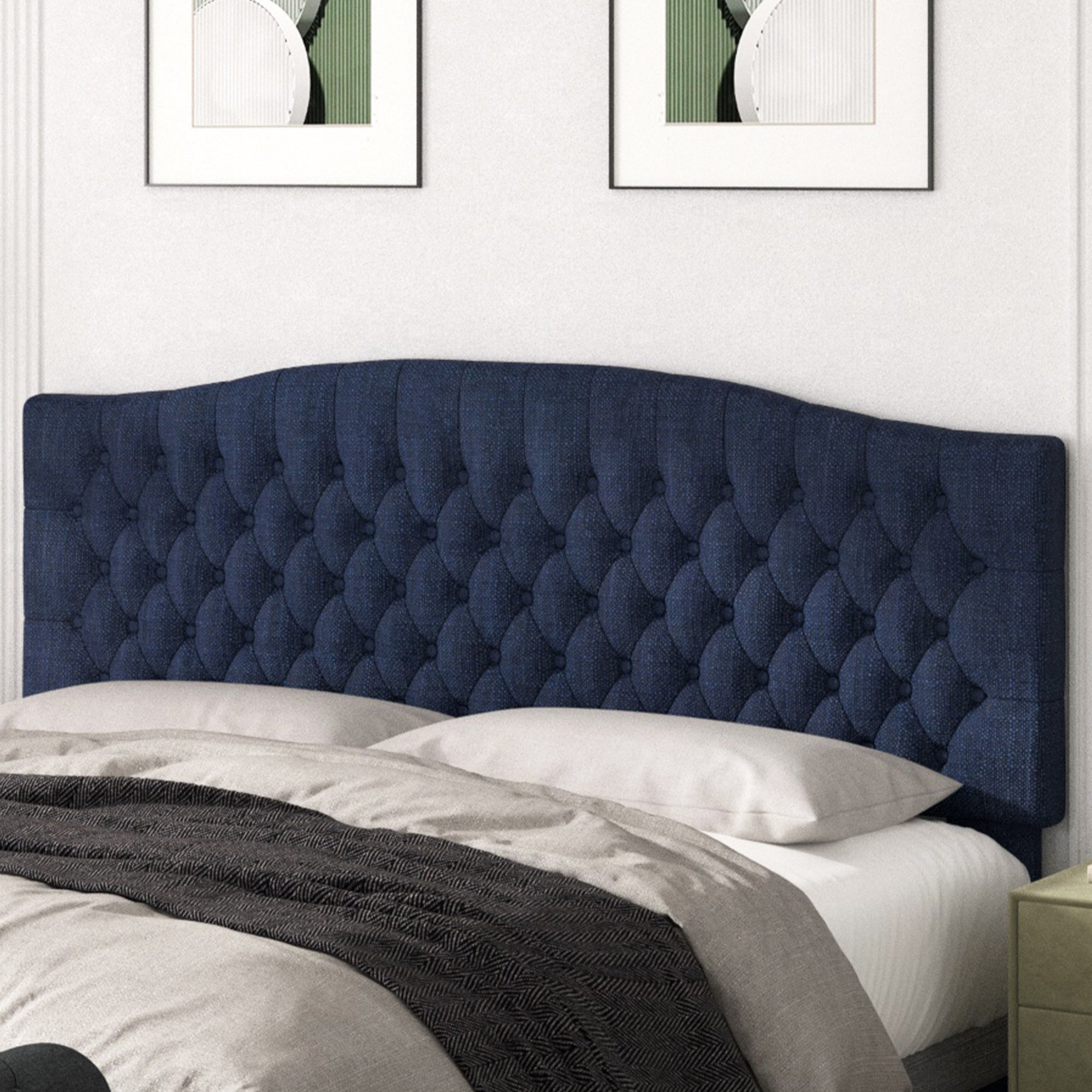 Befurtori King Headboard Only, Upholstered Headboard King Size for Adjustable Bed Linen Tufted Wall Mounted Head Board with Solid Wood Legs