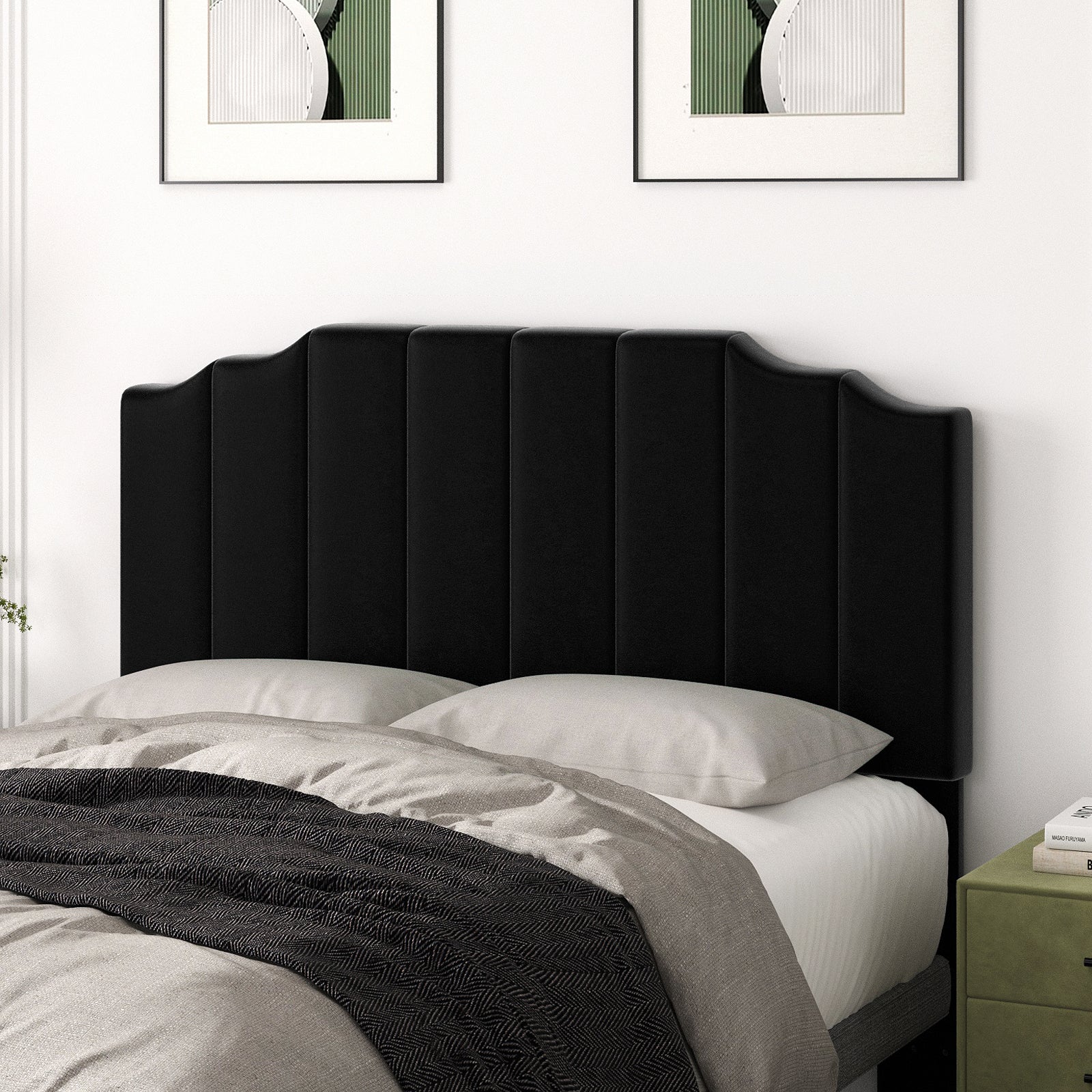 King Size Headboard Only, Velvet Wall Mounted Headboard King for Adjustable Bed Modern Upholstered Head Board Easy Assembly