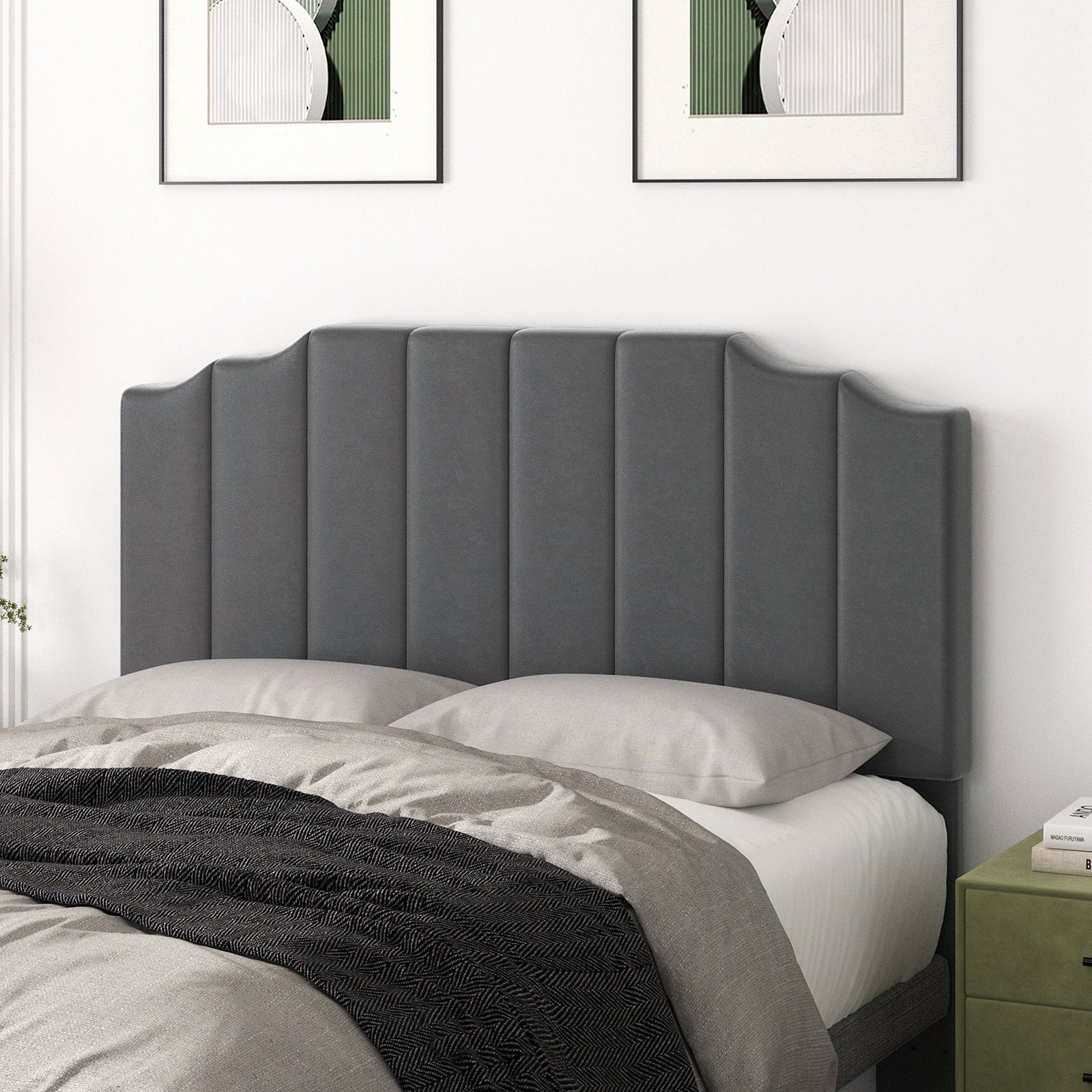 King Size Headboard Only, Velvet Wall Mounted Headboard King for Adjustable Bed Modern Upholstered Head Board Easy Assembly