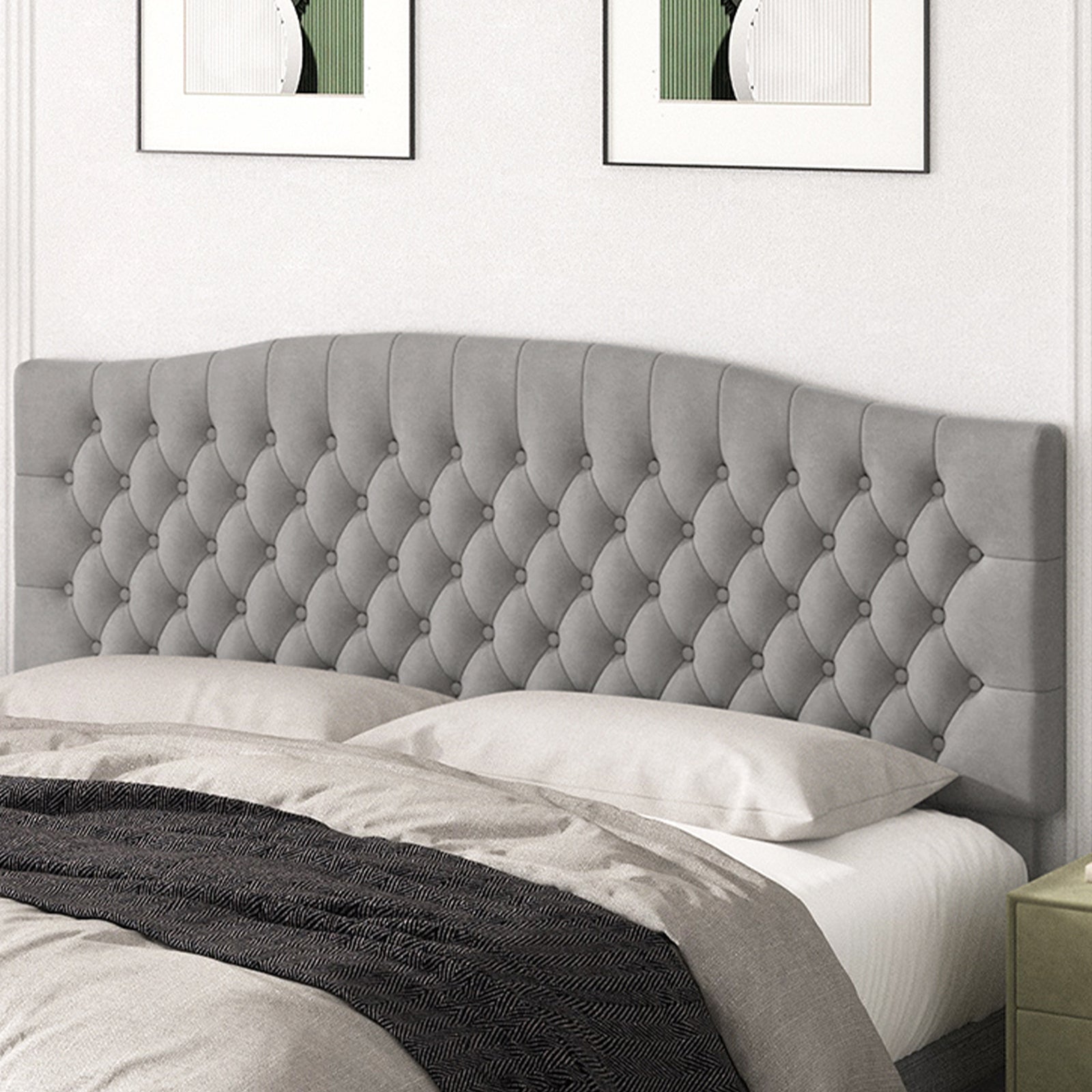 Befurtori King Headboard Only, Upholstered Headboard King Size for Adjustable Bed Linen Tufted Wall Mounted Head Board with Solid Wood Legs