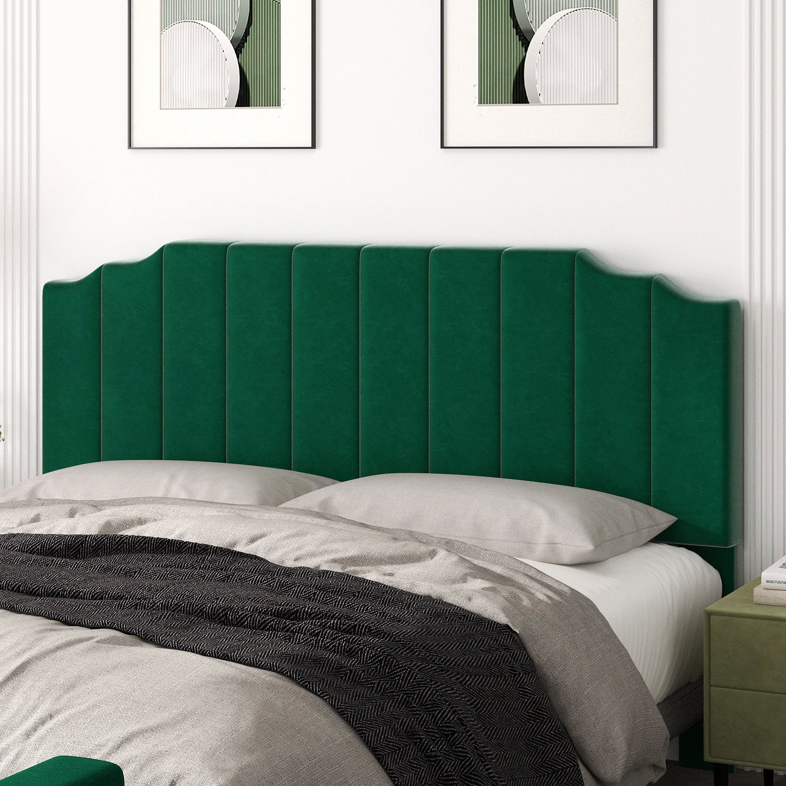 King Size Headboard Only, Velvet Wall Mounted Headboard King for Adjustable Bed Modern Upholstered Head Board Easy Assembly