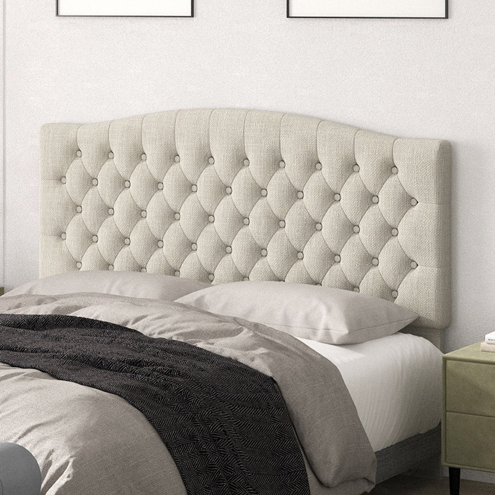 Befurtori King Headboard Only, Upholstered Headboard King Size for Adjustable Bed Linen Tufted Wall Mounted Head Board with Solid Wood Legs