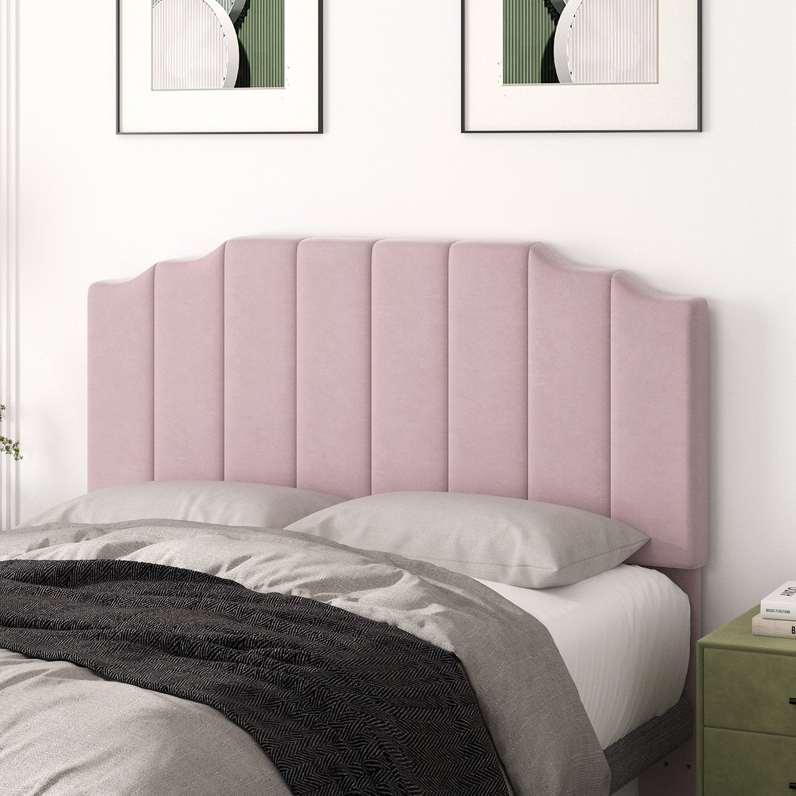 King Size Headboard Only, Velvet Wall Mounted Headboard King for Adjustable Bed Modern Upholstered Head Board Easy Assembly