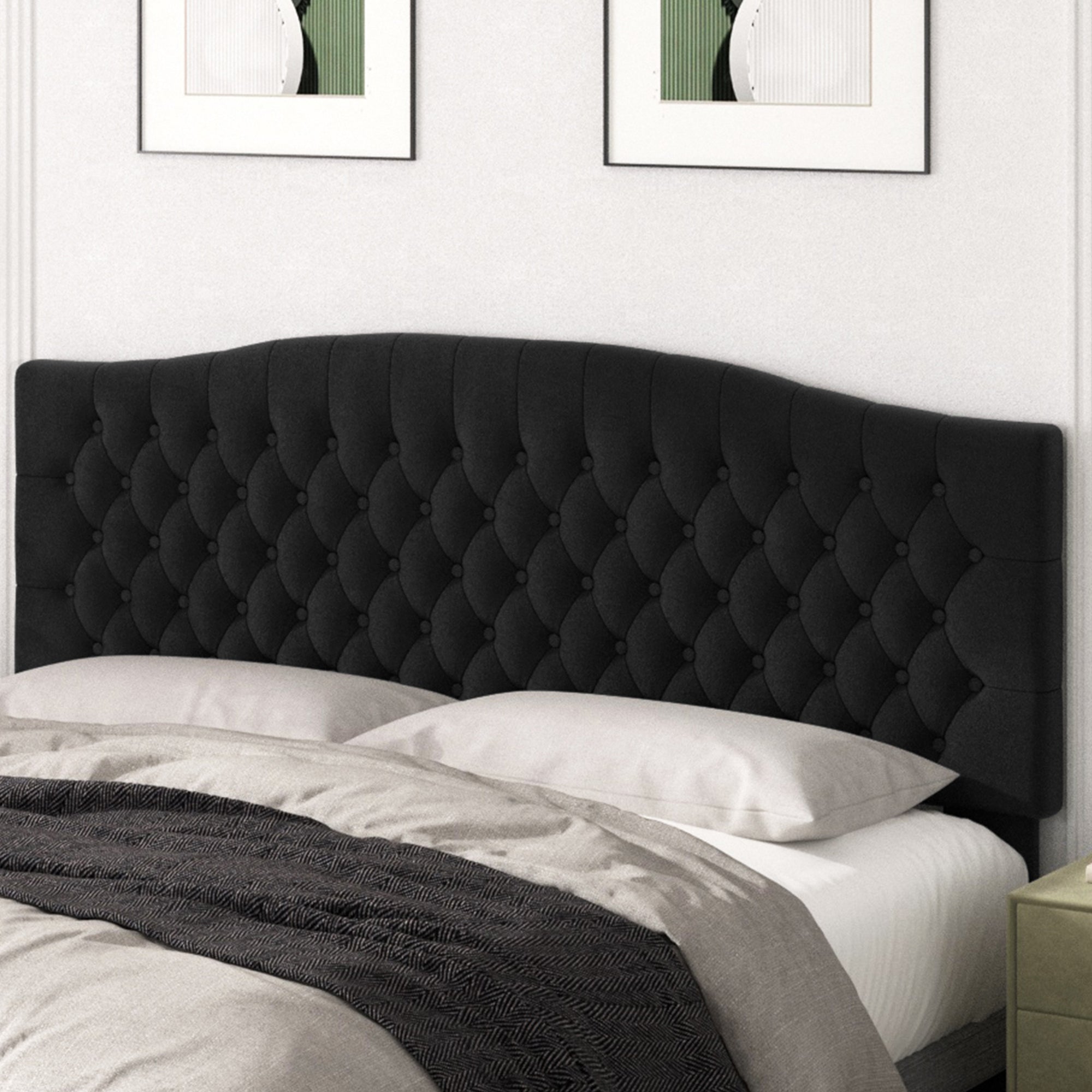 Befurtori King Headboard Only, Upholstered Headboard King Size for Adjustable Bed Linen Tufted Wall Mounted Head Board with Solid Wood Legs