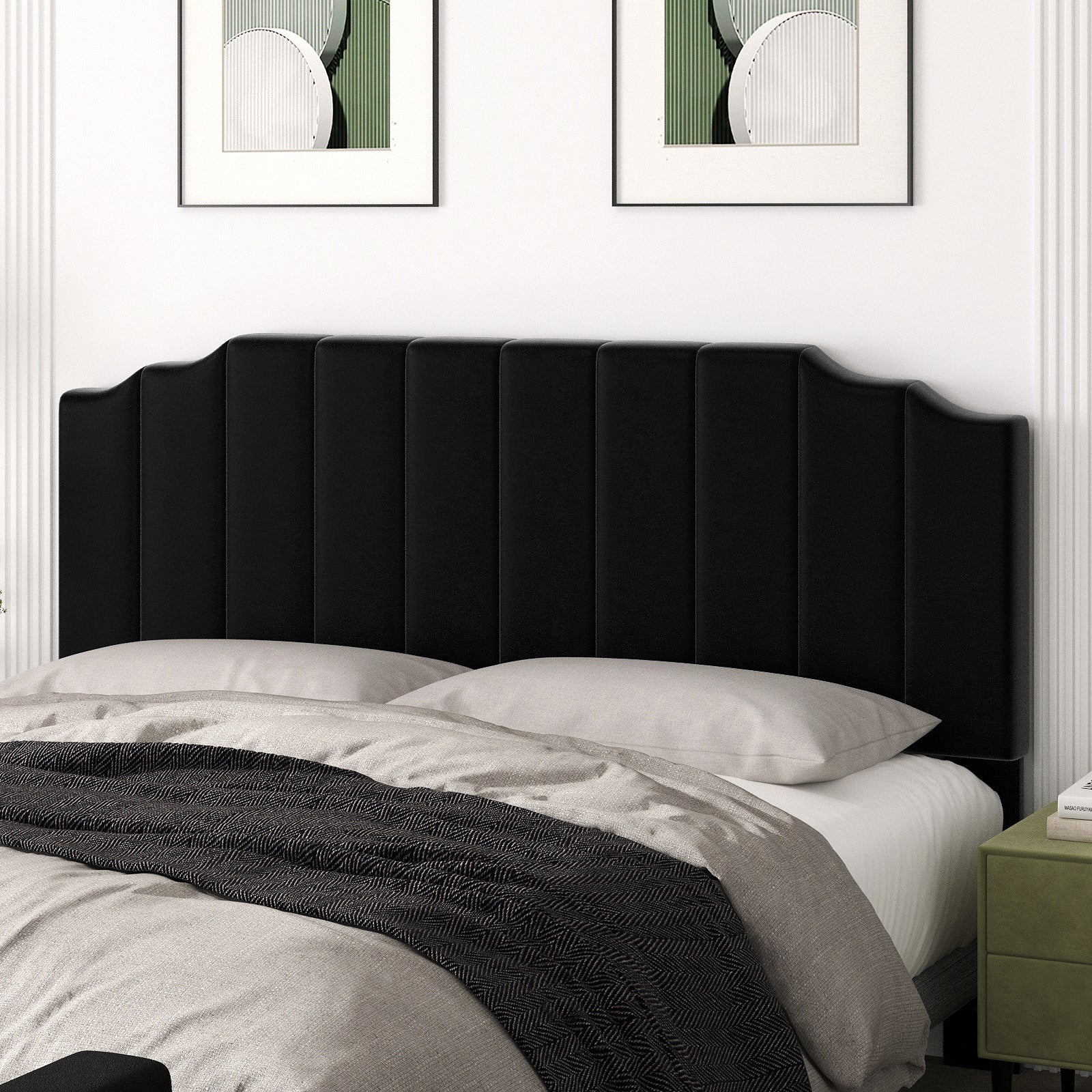 King Size Headboard Only, Velvet Wall Mounted Headboard King for Adjustable Bed Modern Upholstered Head Board Easy Assembly