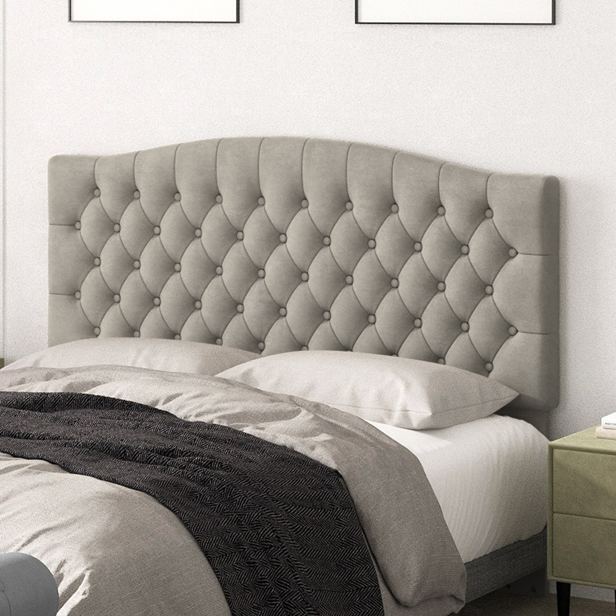 Befurtori King Headboard Only, Upholstered Headboard King Size for Adjustable Bed Linen Tufted Wall Mounted Head Board with Solid Wood Legs