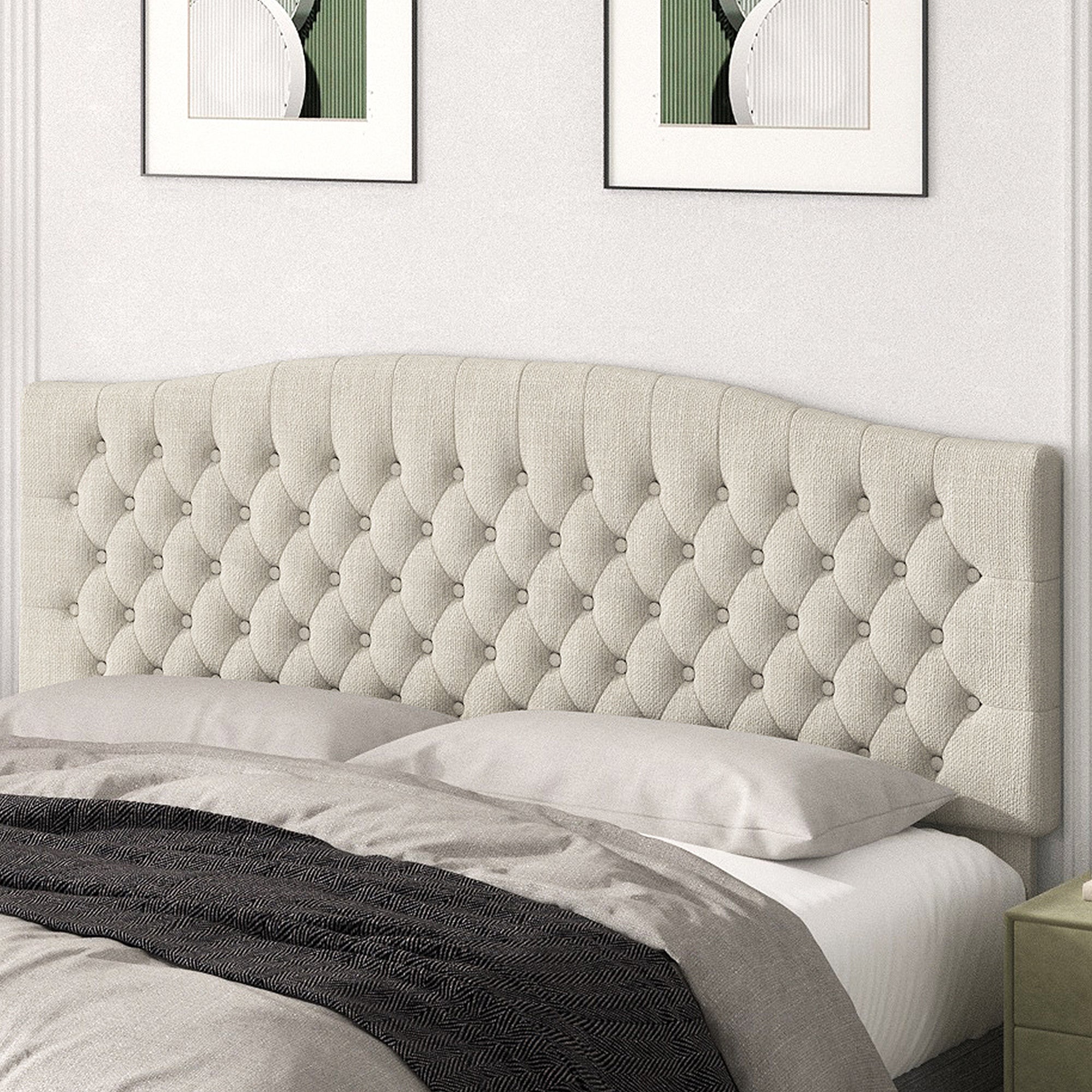 Befurtori King Headboard Only, Upholstered Headboard King Size for Adjustable Bed Linen Tufted Wall Mounted Head Board with Solid Wood Legs