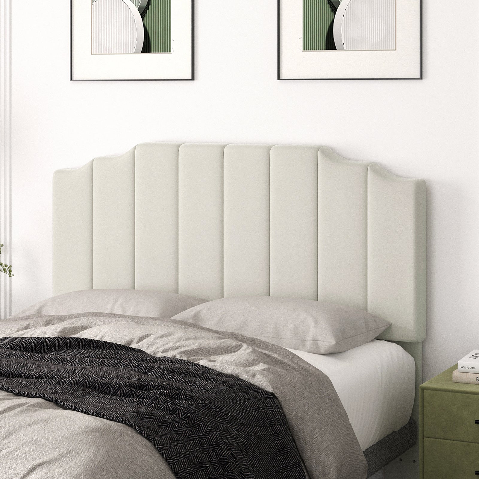 King Size Headboard Only, Velvet Wall Mounted Headboard King for Adjustable Bed Modern Upholstered Head Board Easy Assembly