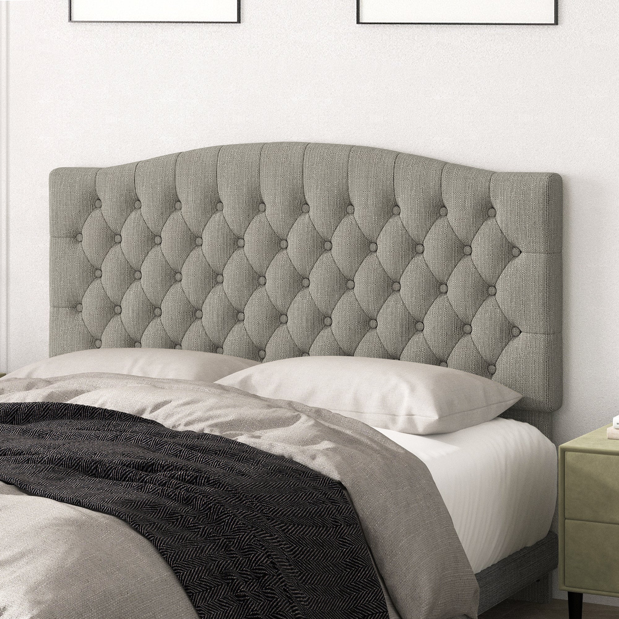 Befurtori King Headboard Only, Upholstered Headboard King Size for Adjustable Bed Linen Tufted Wall Mounted Head Board with Solid Wood Legs