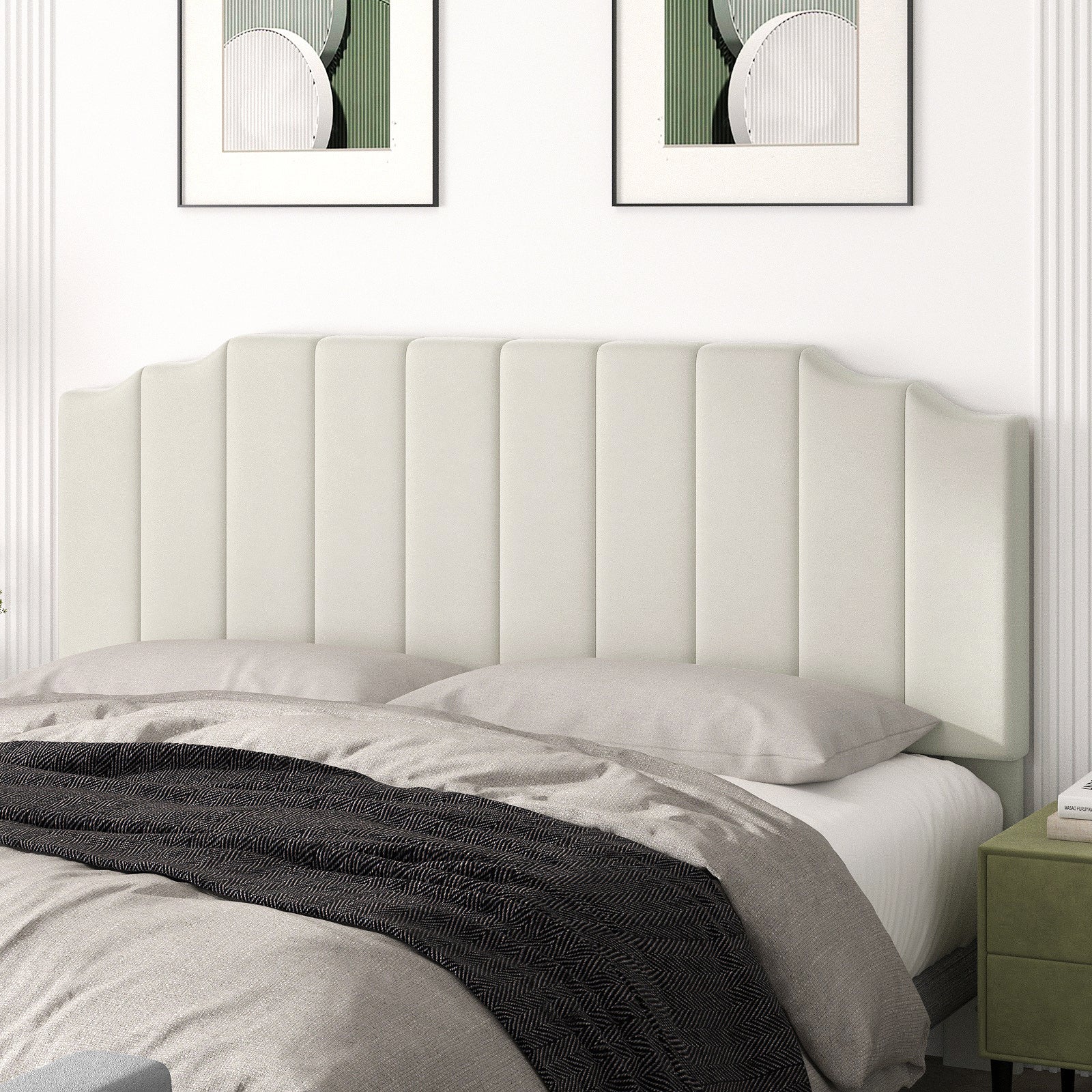 King Size Headboard Only, Velvet Wall Mounted Headboard King for Adjustable Bed Modern Upholstered Head Board Easy Assembly