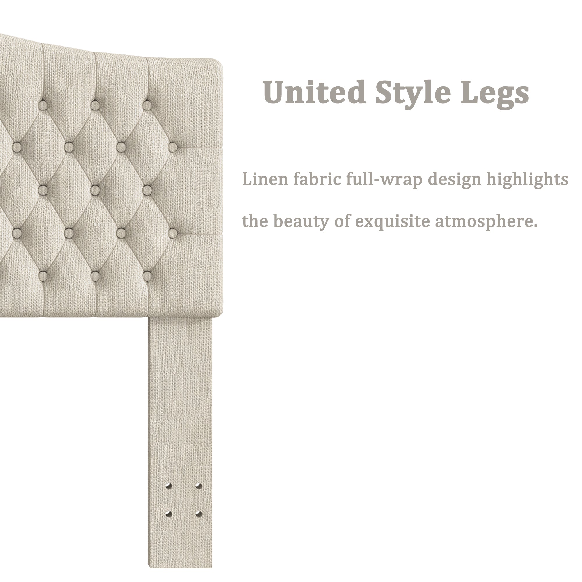 Befurtori King Headboard Only, Upholstered Headboard King Size for Adjustable Bed Linen Tufted Wall Mounted Head Board with Solid Wood Legs
