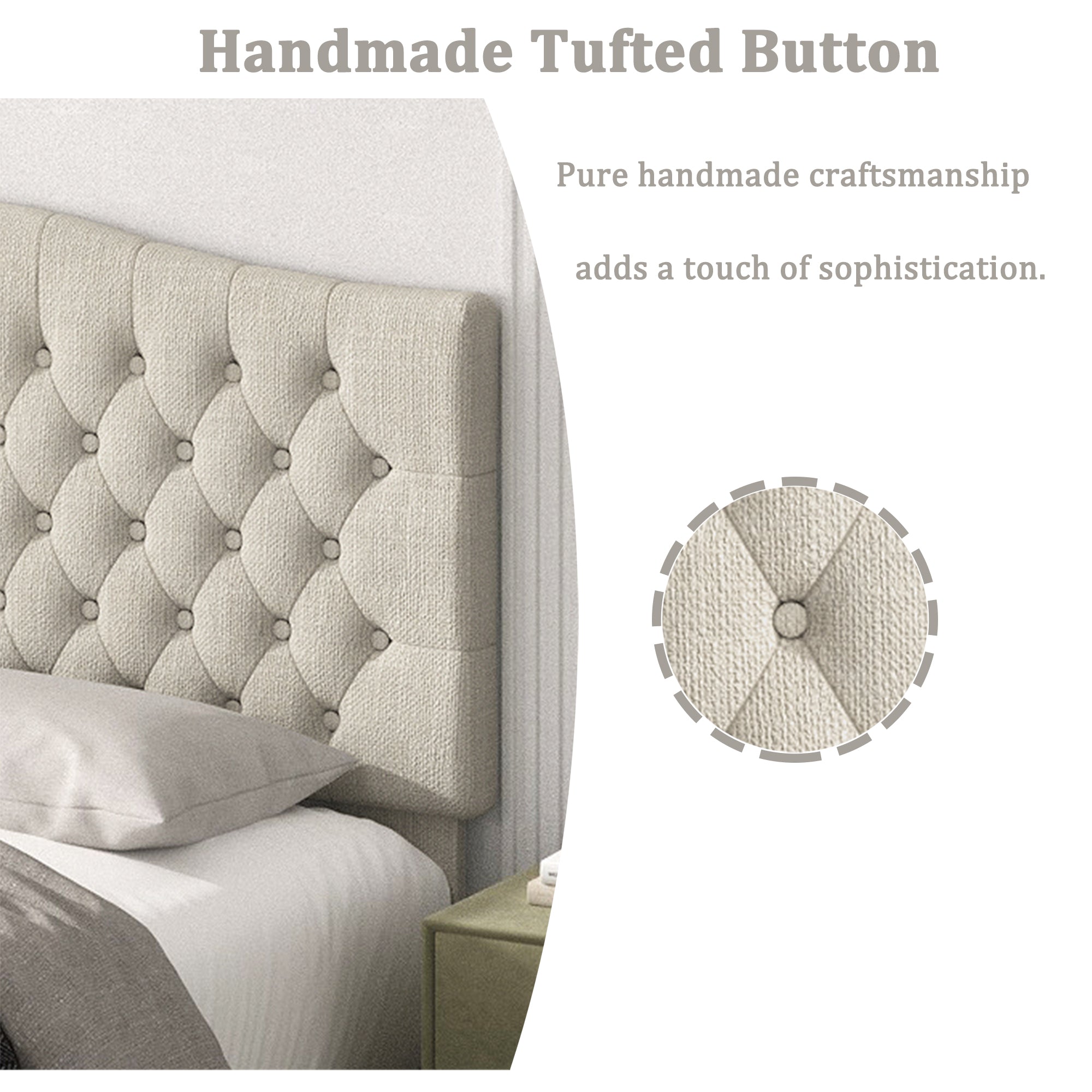 Befurtori King Headboard Only, Upholstered Headboard King Size for Adjustable Bed Linen Tufted Wall Mounted Head Board with Solid Wood Legs