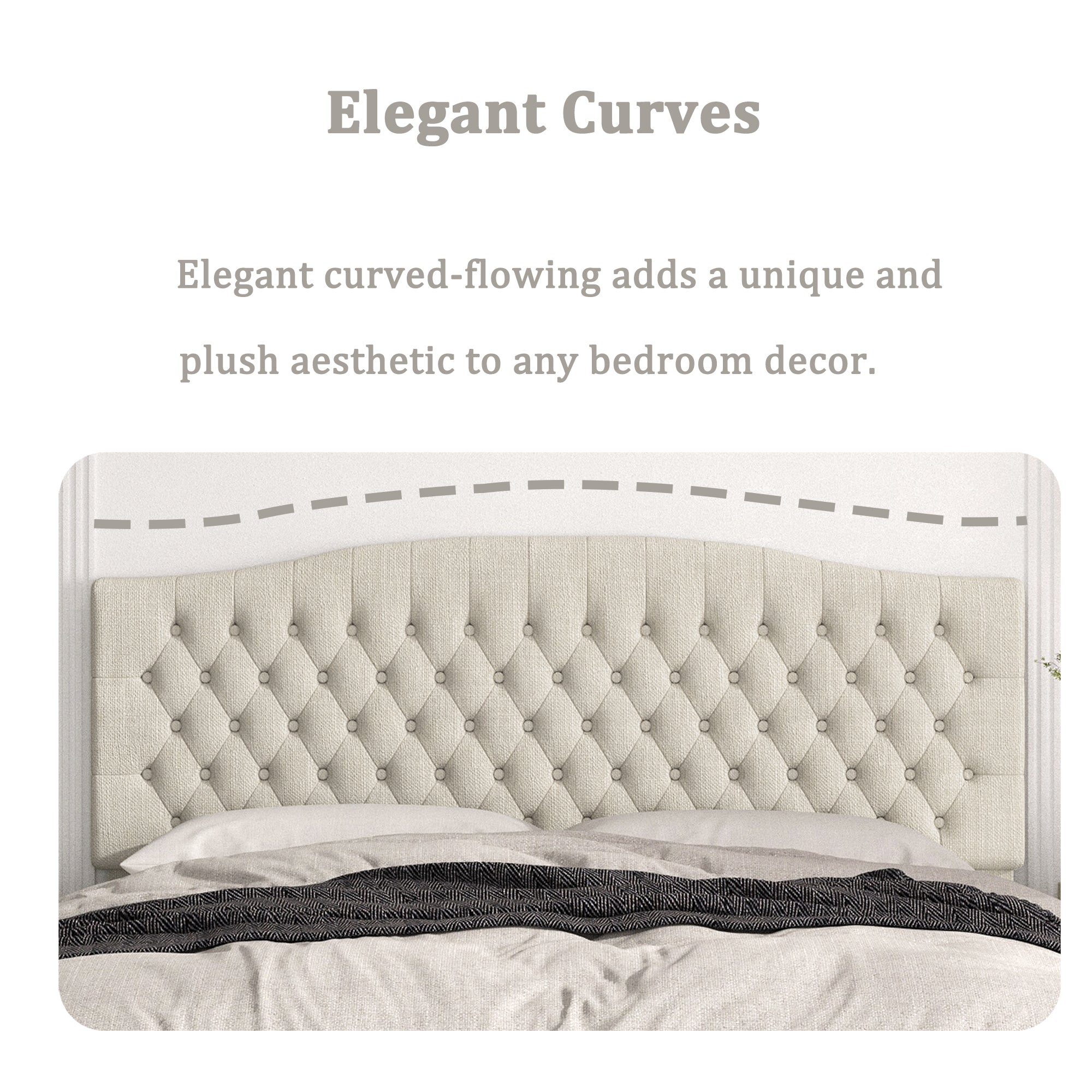 Befurtori King Headboard Only, Upholstered Headboard King Size for Adjustable Bed Linen Tufted Wall Mounted Head Board with Solid Wood Legs