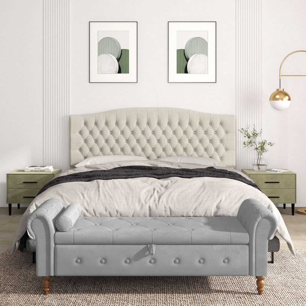 Befurtori King Headboard Only, Upholstered Headboard King Size for Adjustable Bed Linen Tufted Wall Mounted Head Board with Solid Wood Legs
