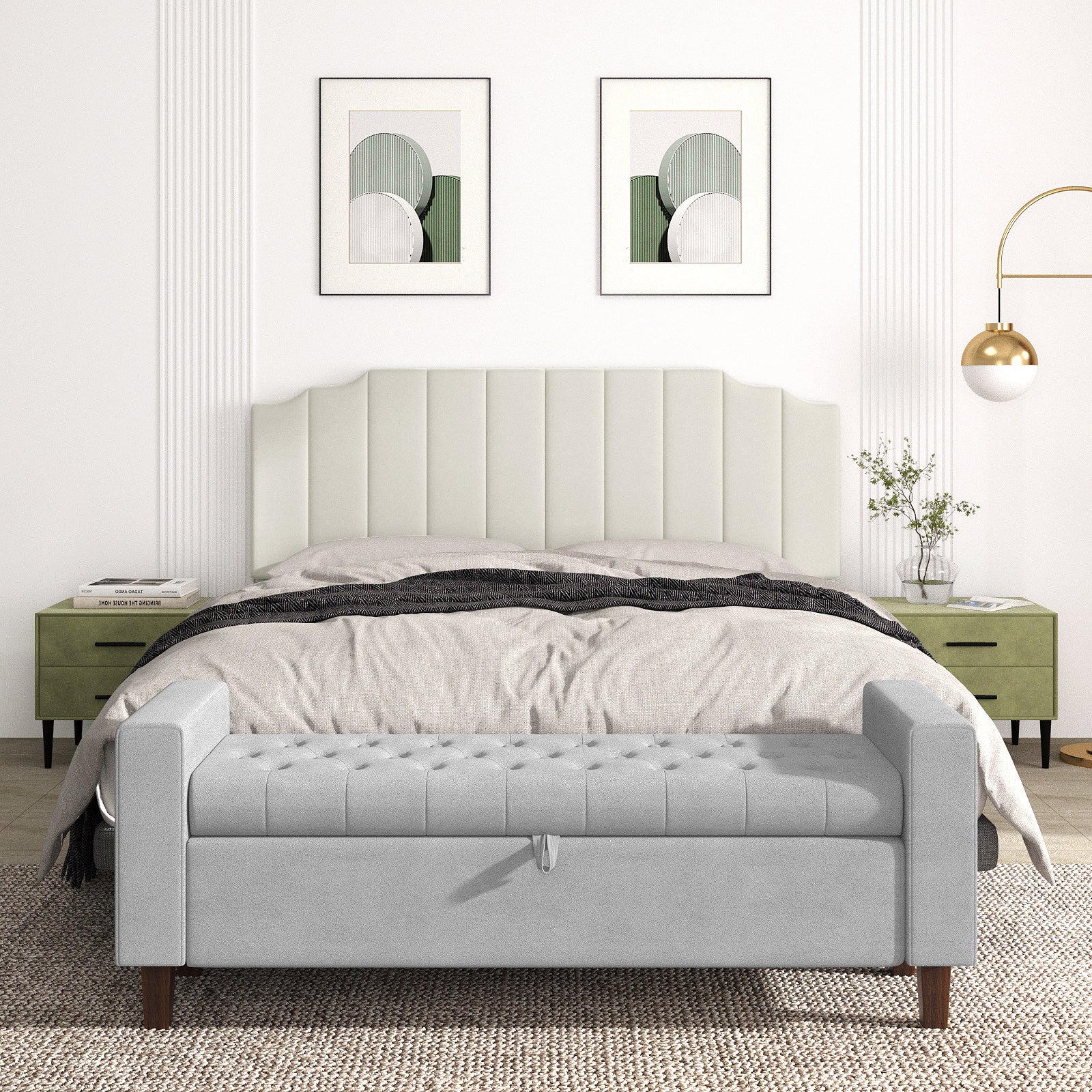 King Size Headboard Only, Velvet Wall Mounted Headboard King for Adjustable Bed Modern Upholstered Head Board Easy Assembly