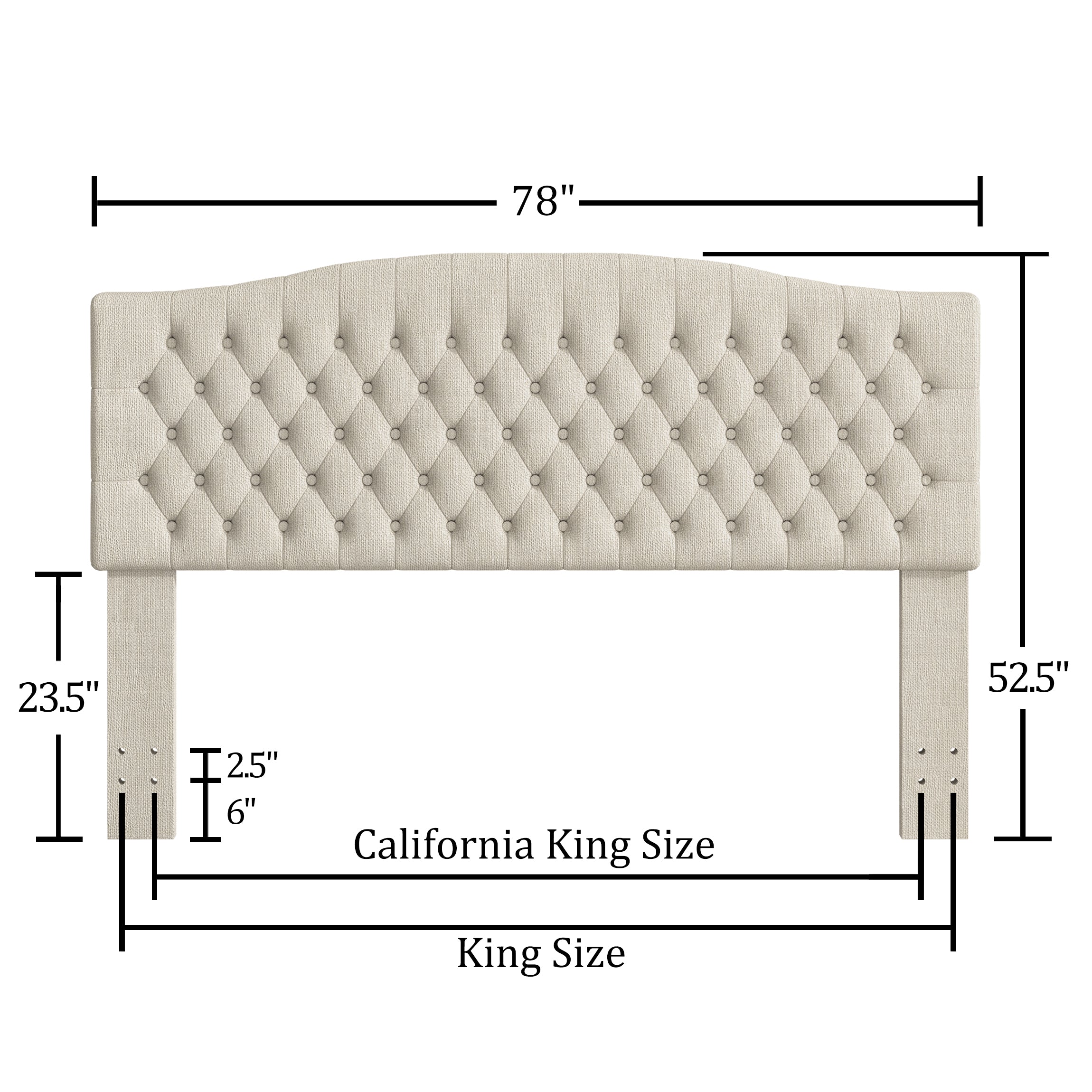 Befurtori King Headboard Only, Upholstered Headboard King Size for Adjustable Bed Linen Tufted Wall Mounted Head Board with Solid Wood Legs